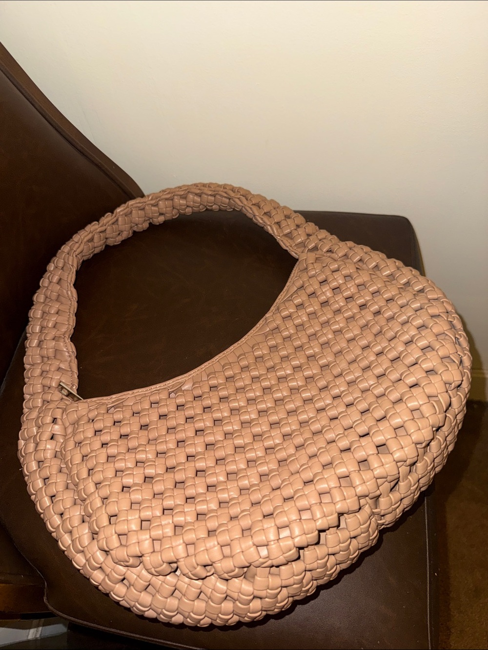 Sincerly Jules Woven Shoulder Bag in Nude - flash birthday sale!